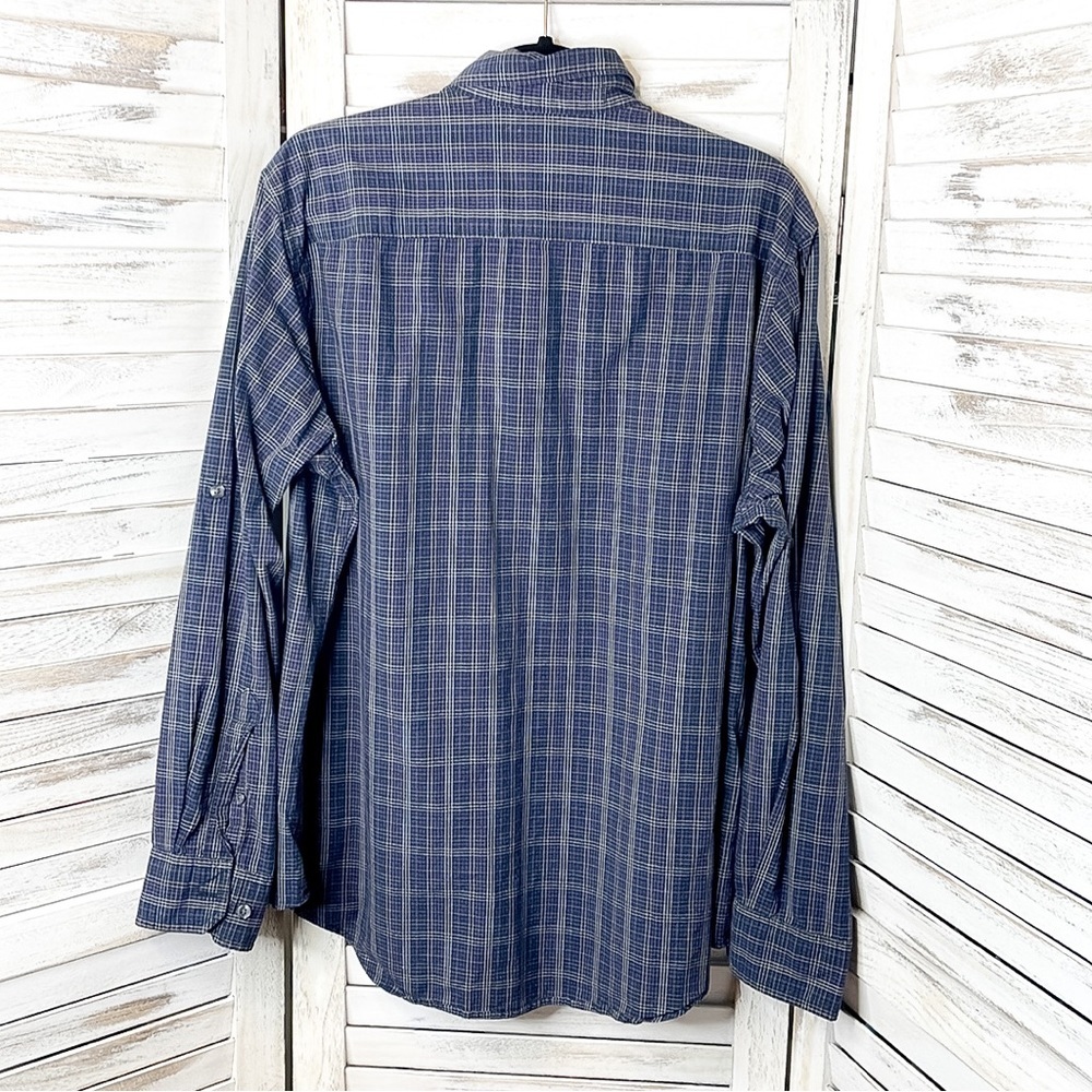APT. 9 | Men’s 100% Cotton Blue Plaid Button Down Long Sleeve Shirt - Picture 7 of 7